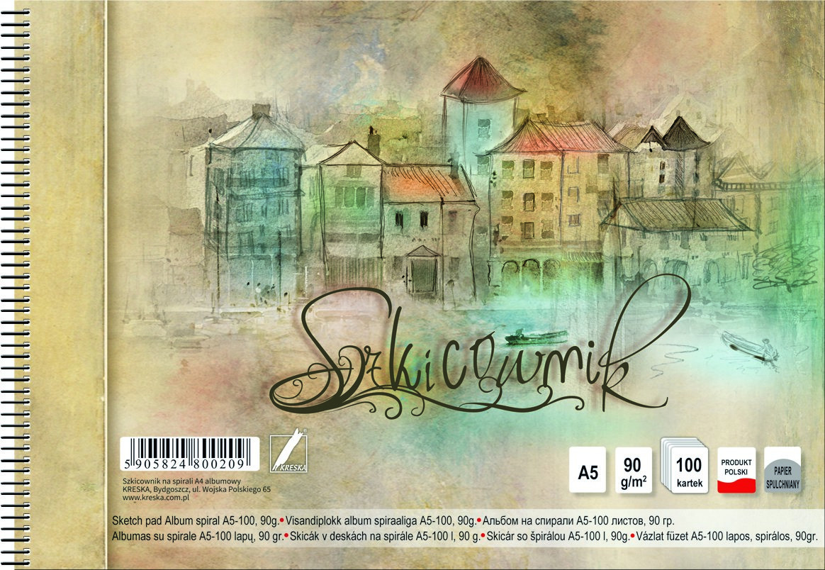 Szkicownik na spirali A5/100k. Kreska